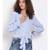 plain Blue Polyester   Top