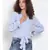 plain Blue Polyester   Top