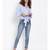 plain Blue Polyester   Top