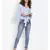 plain Blue Polyester   Top