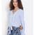 plain Blue Polyester   Top