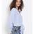 plain Blue Polyester   Top