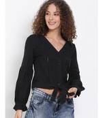 plain Black Polyester   Top