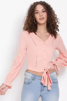 plain Peach Polyester   Top