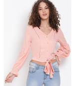 plain Peach Polyester   Top