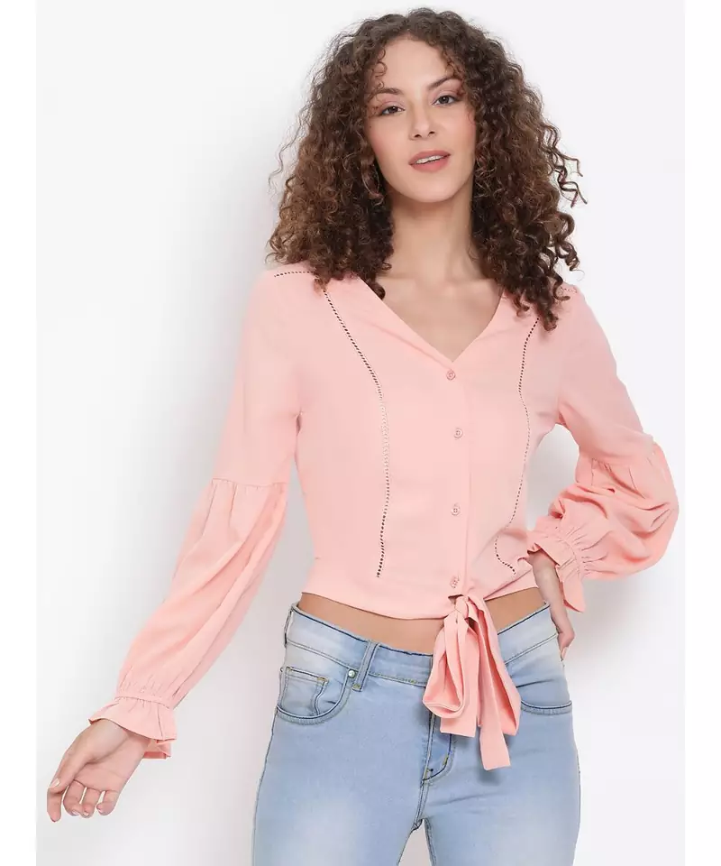 plain Peach Polyester   Top
