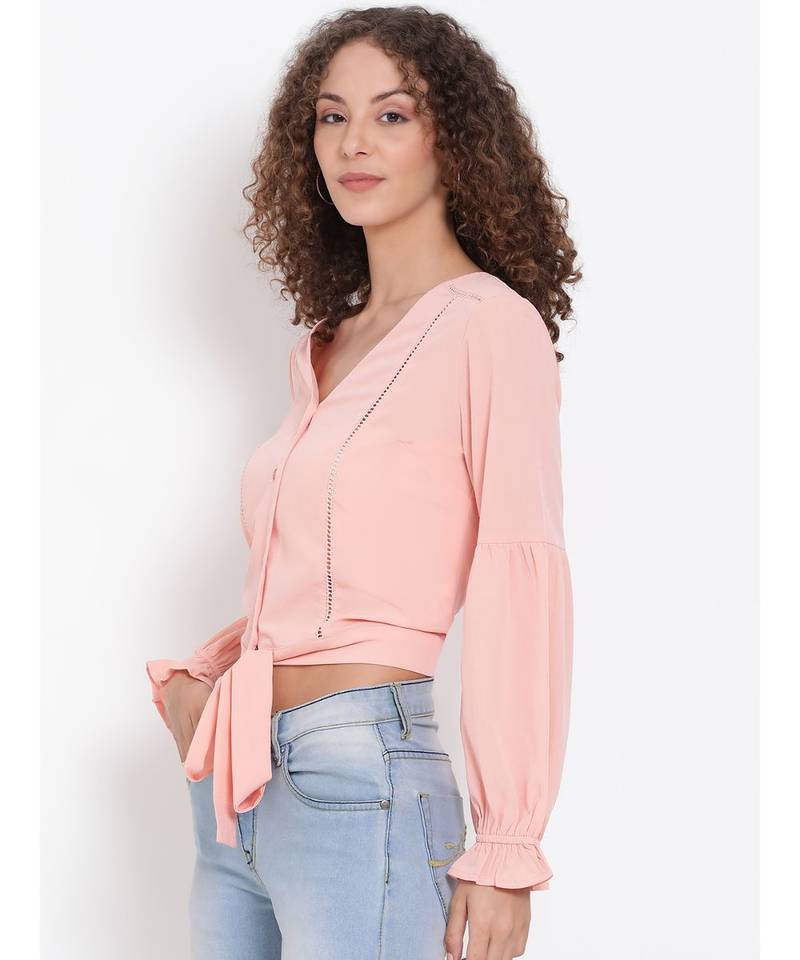 plain Peach Polyester   Top