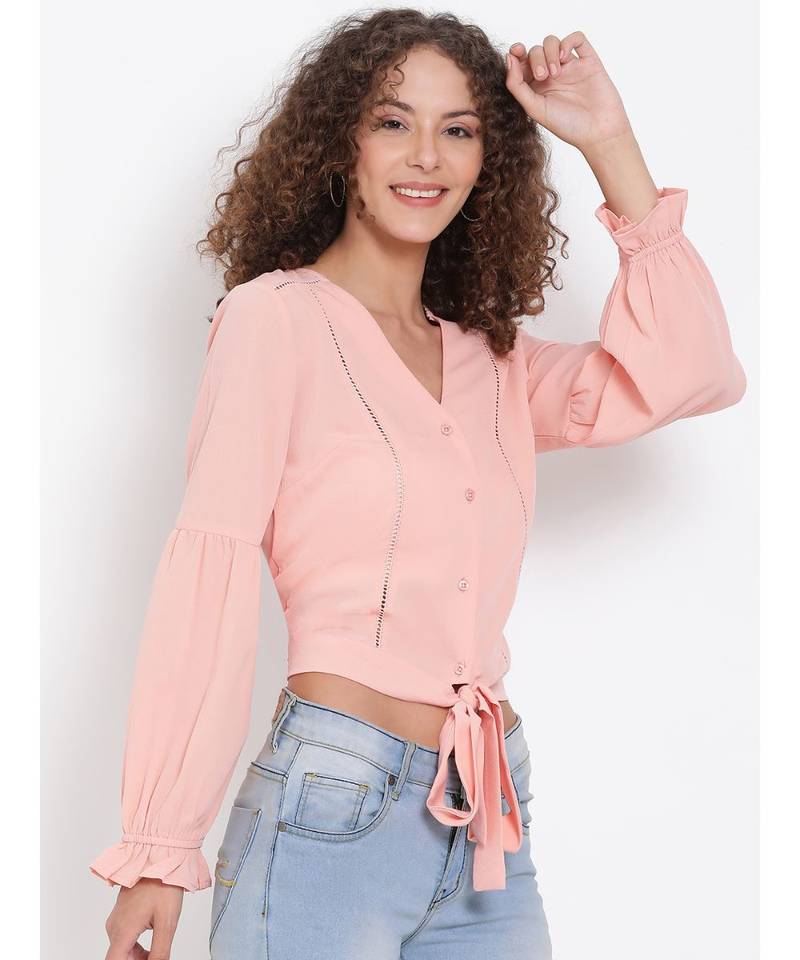 plain Peach Polyester   Top