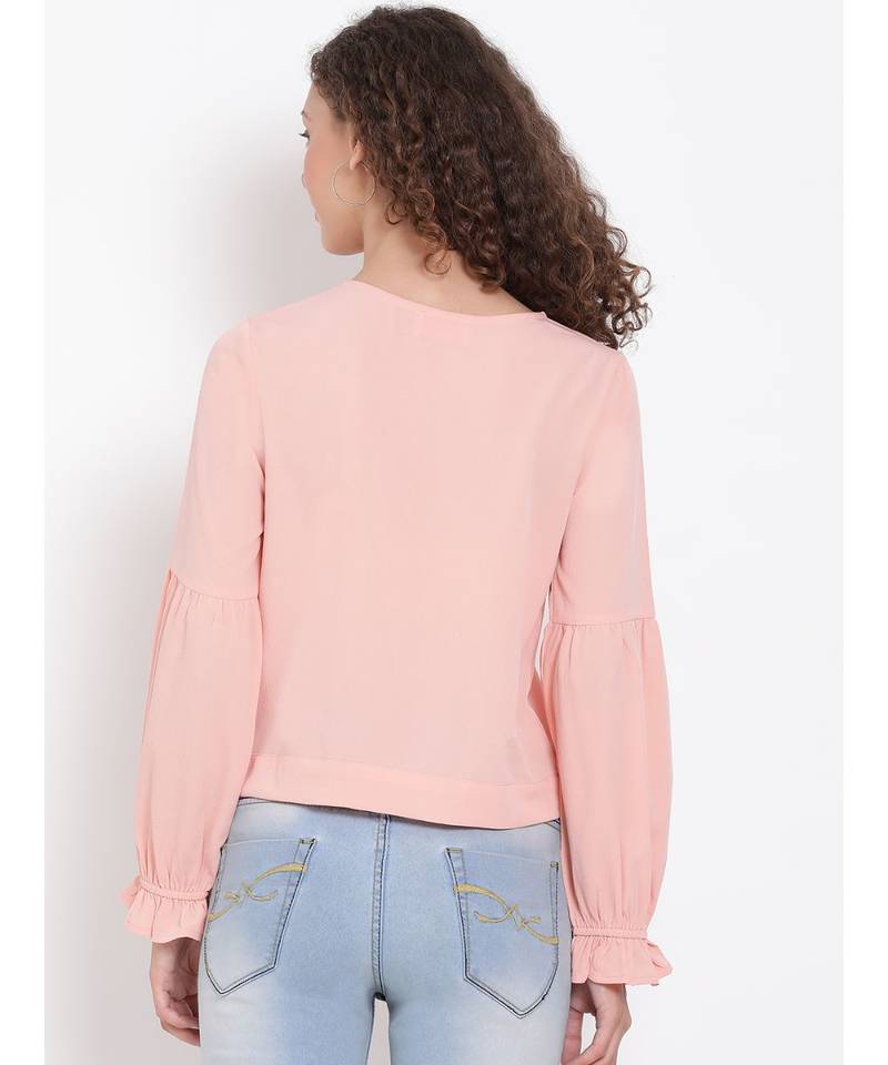 plain Peach Polyester   Top