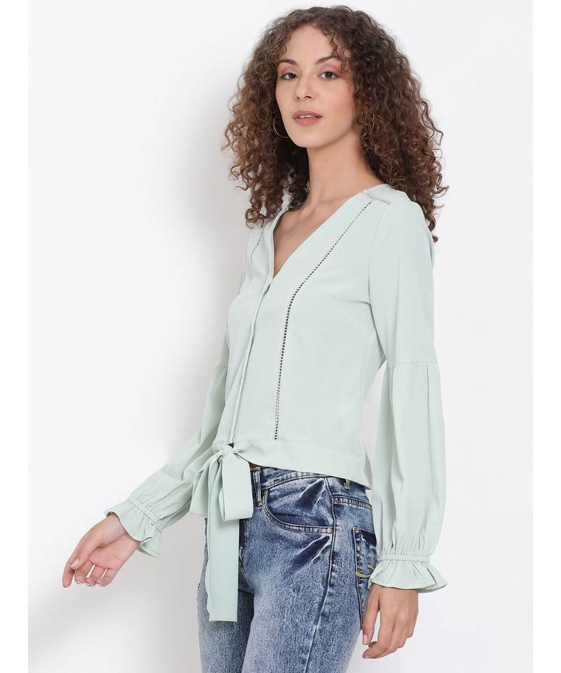 plain Green Polyester   Top