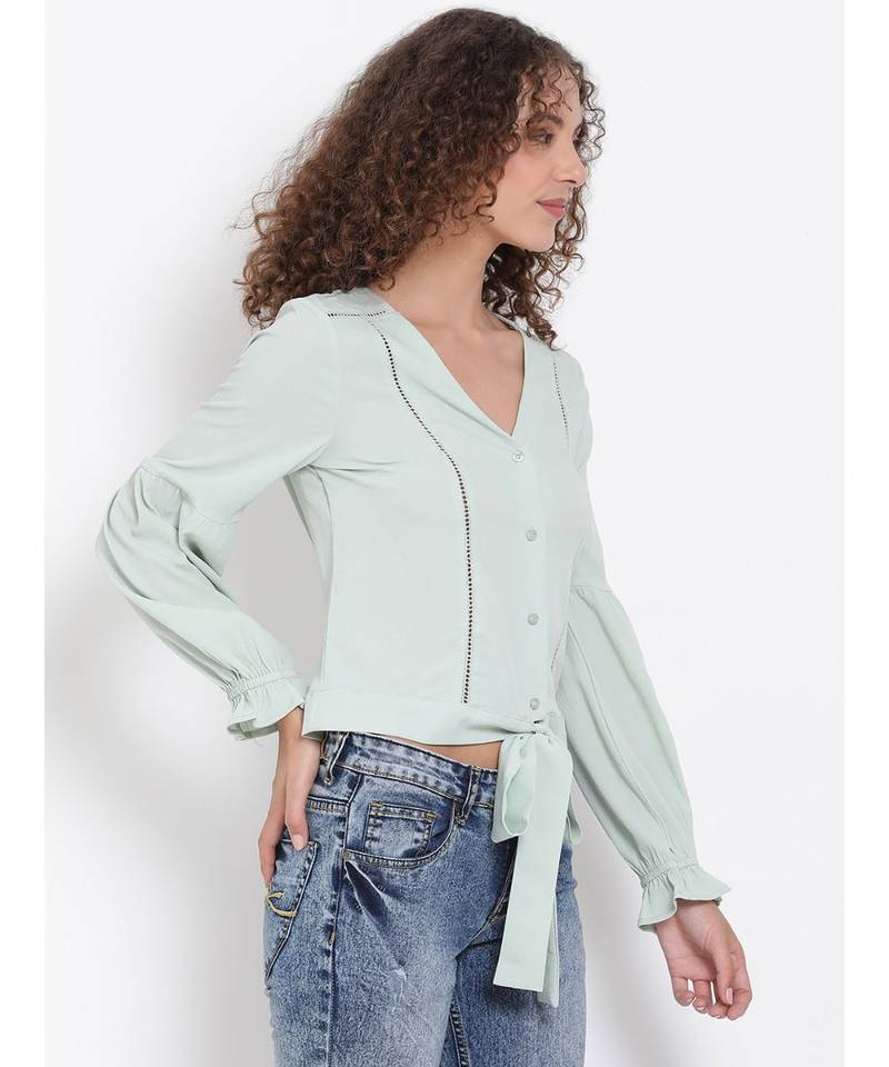 plain Green Polyester   Top