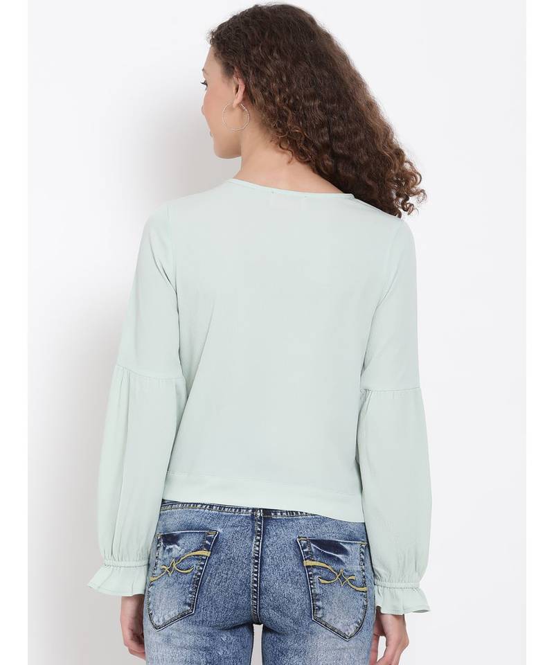 plain Green Polyester   Top