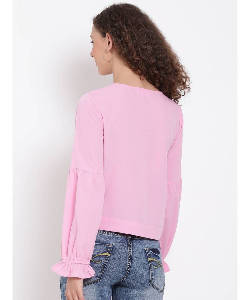 plain Pink Polyester   Top