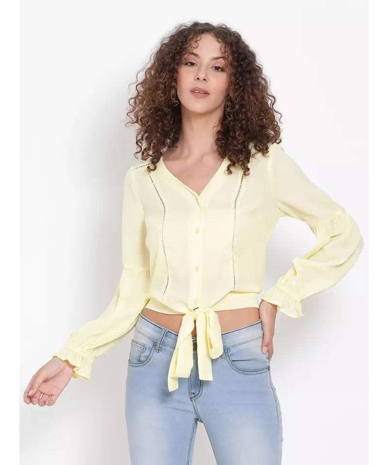 plain Yellow Polyester   Top