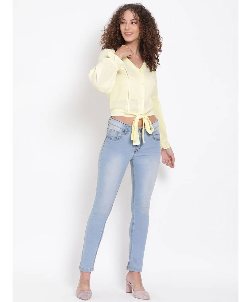plain Yellow Polyester   Top