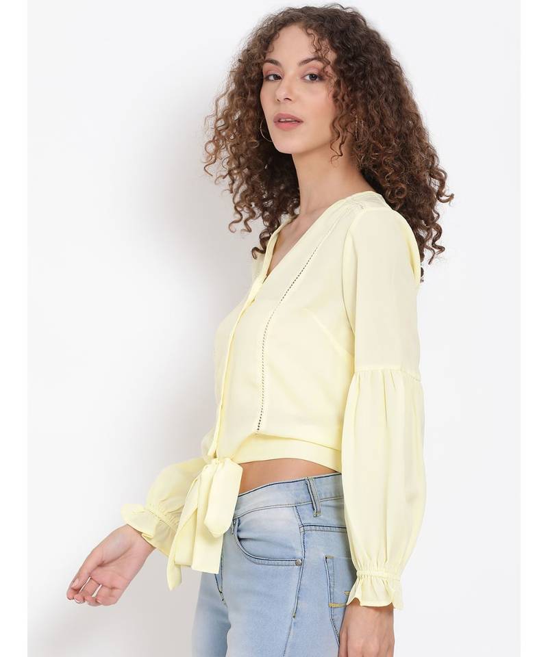 plain Yellow Polyester   Top