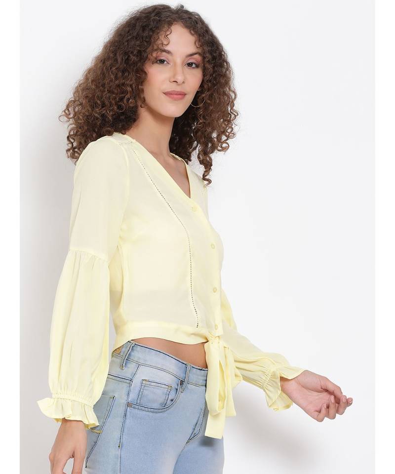 plain Yellow Polyester   Top