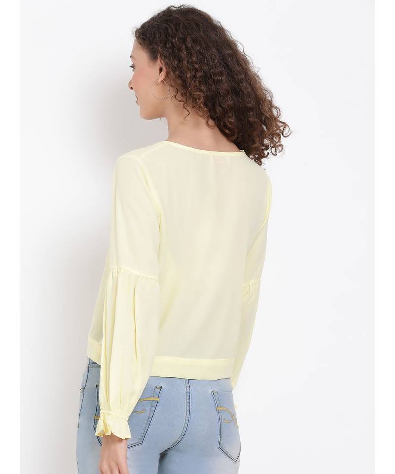 plain Yellow Polyester   Top