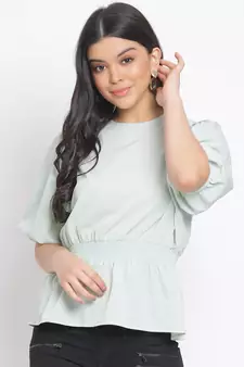plain Green Polyester   Top