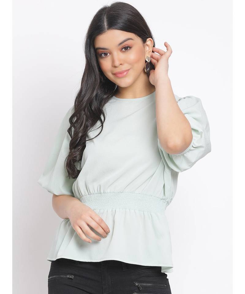 plain Green Polyester   Top