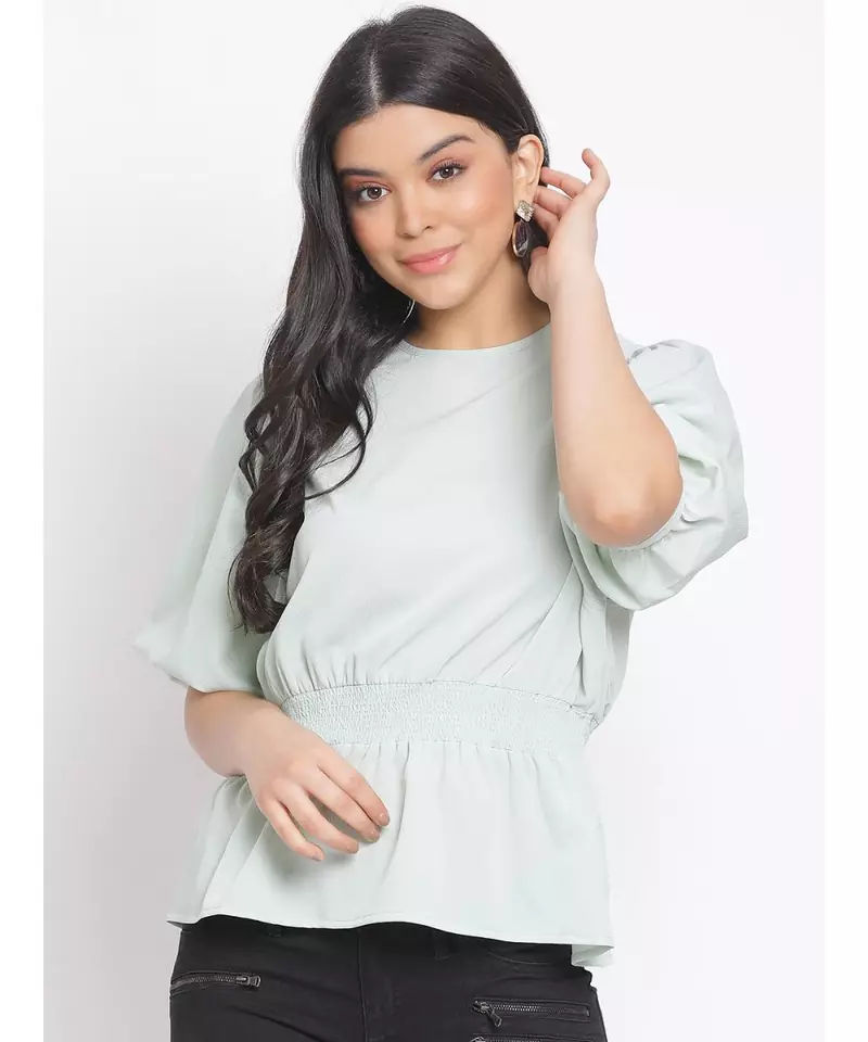 plain Green Polyester   Top