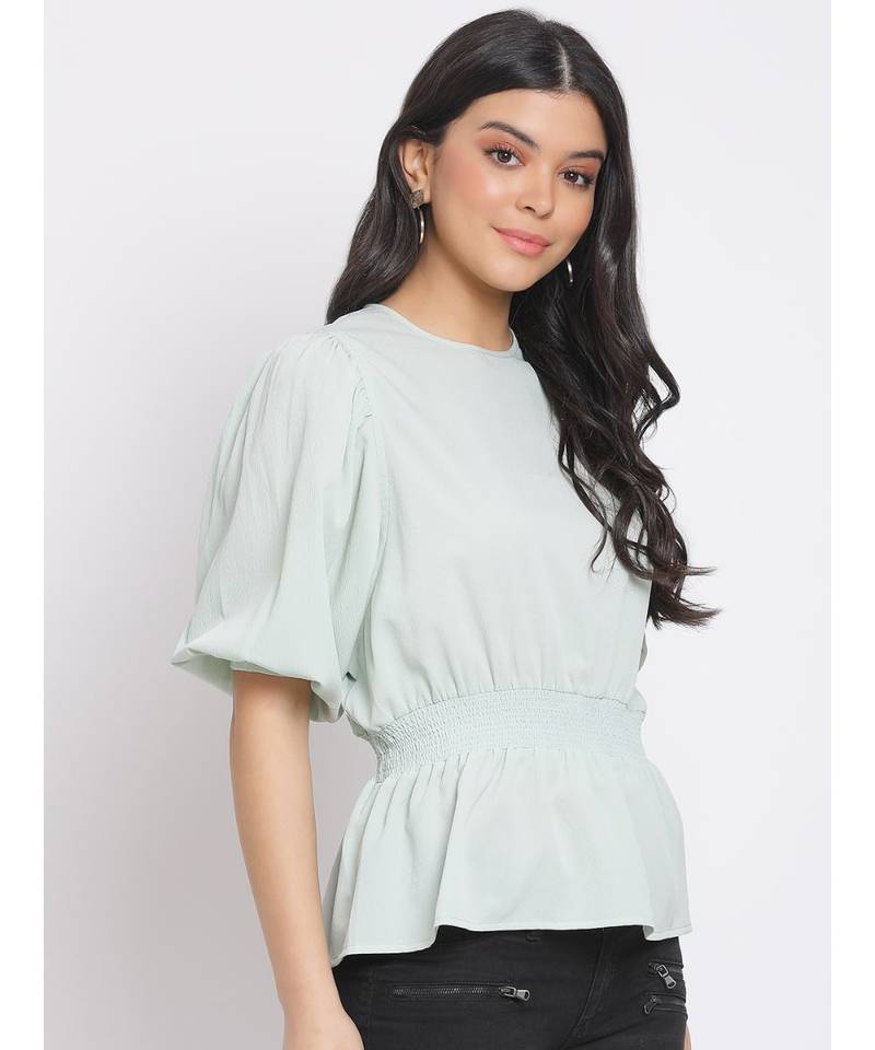 plain Green Polyester   Top