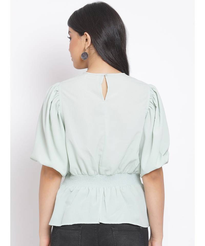 plain Green Polyester   Top