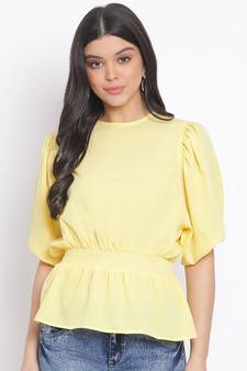 plain Yellow Polyester   Top