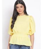 plain Yellow Polyester   Top