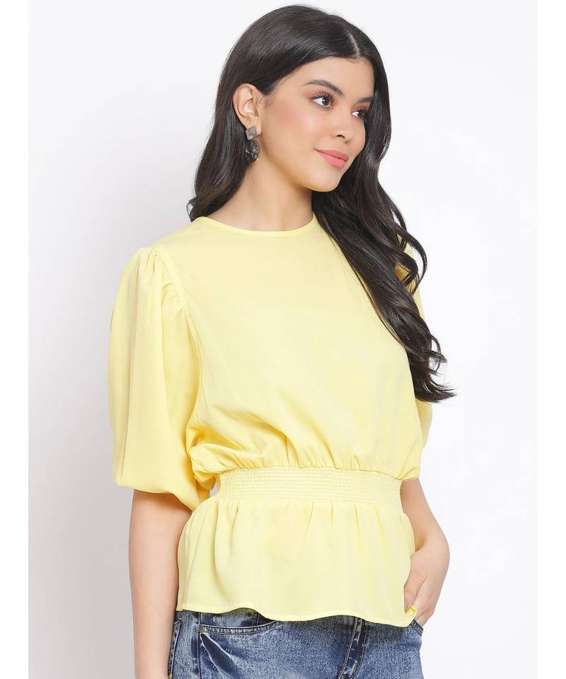 plain Yellow Polyester   Top