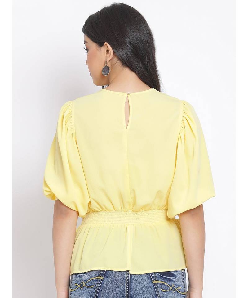 plain Yellow Polyester   Top