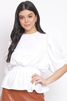 plain White Polyester   Top
