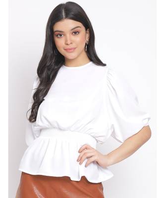 plain White Polyester   Top 1