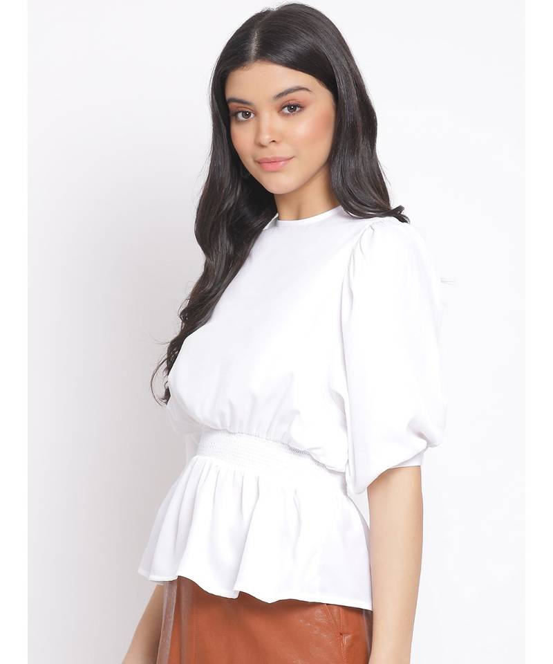 plain White Polyester   Top