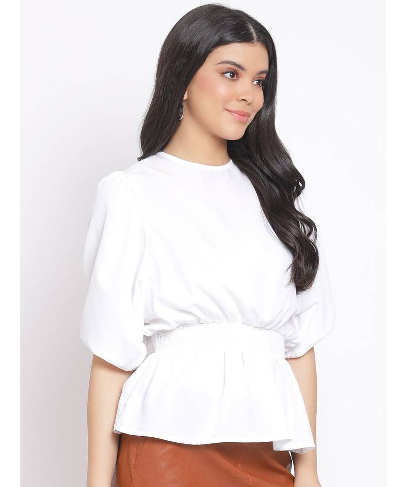 plain White Polyester   Top