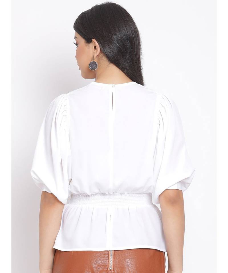plain White Polyester   Top
