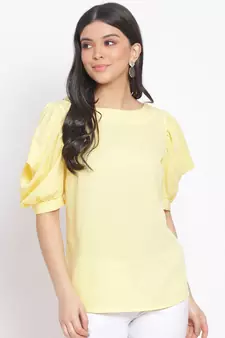 plain Yellow Polyester   Top