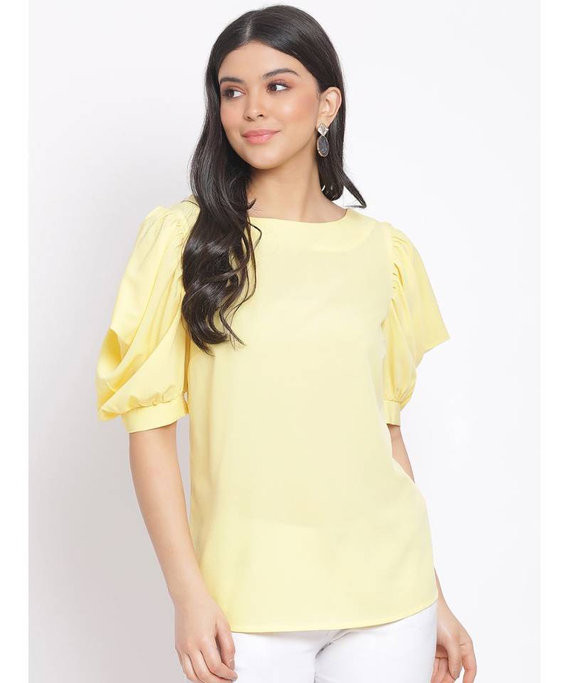 plain Yellow Polyester   Top