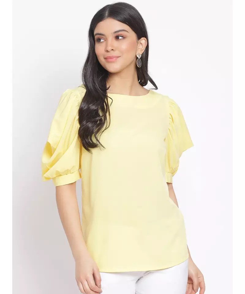 plain Yellow Polyester   Top