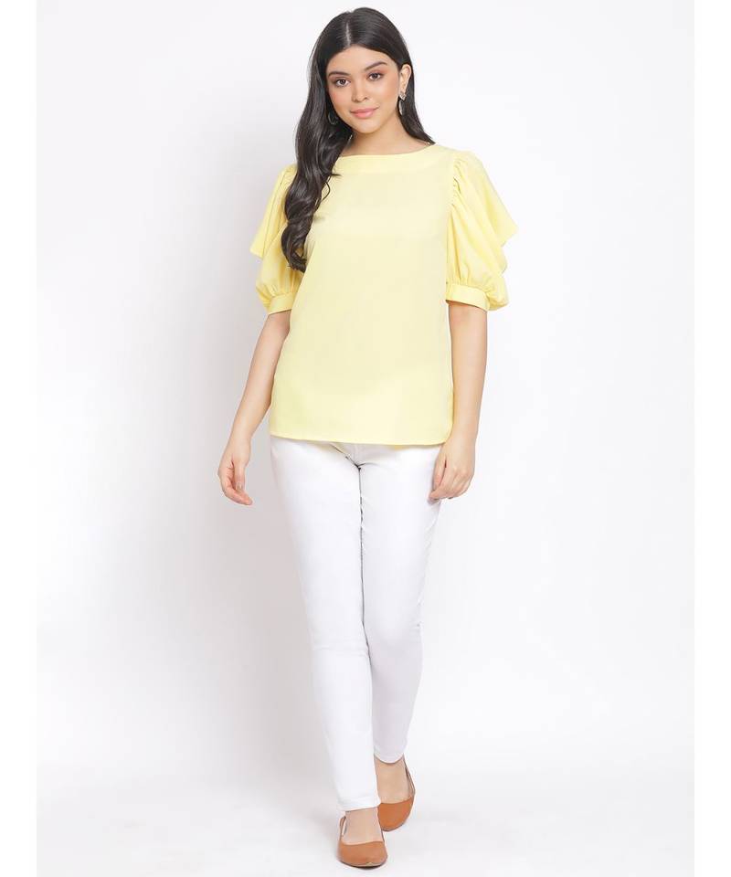 plain Yellow Polyester   Top