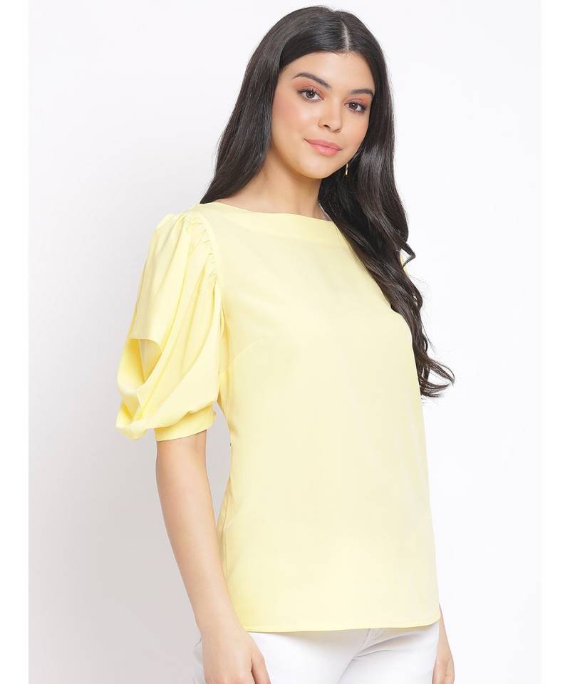plain Yellow Polyester   Top