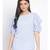 plain Blue Polyester   Top
