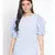 plain Blue Polyester   Top