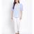plain Blue Polyester   Top