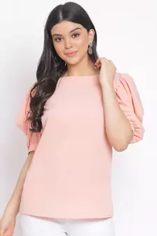 plain Peach Polyester   Top