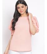 plain Peach Polyester   Top