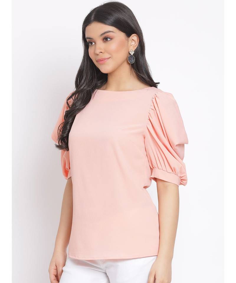 plain Peach Polyester   Top