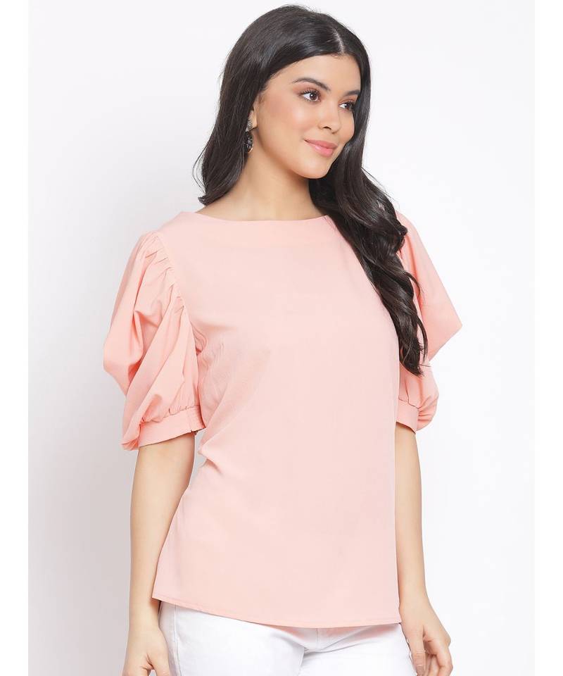 plain Peach Polyester   Top