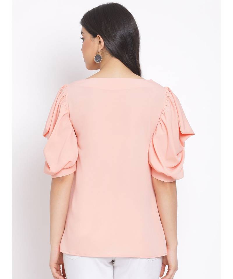 plain Peach Polyester   Top