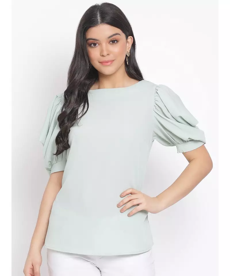 plain Green Polyester   Top
